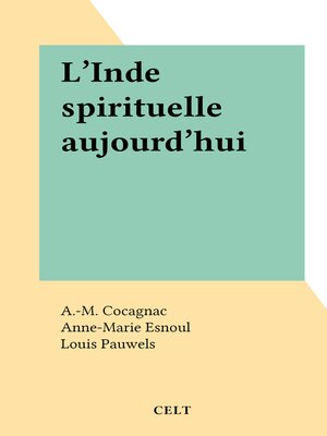 cover image of L'Inde spirituelle aujourd'hui
